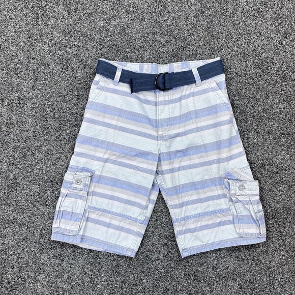 Wrangler Cargo Shorts Kids Striped Blue w/ Adjustable Belt  Size 14 Regular - Picture 1 of 5